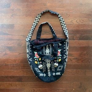 Johnny Was linen embroidered bag